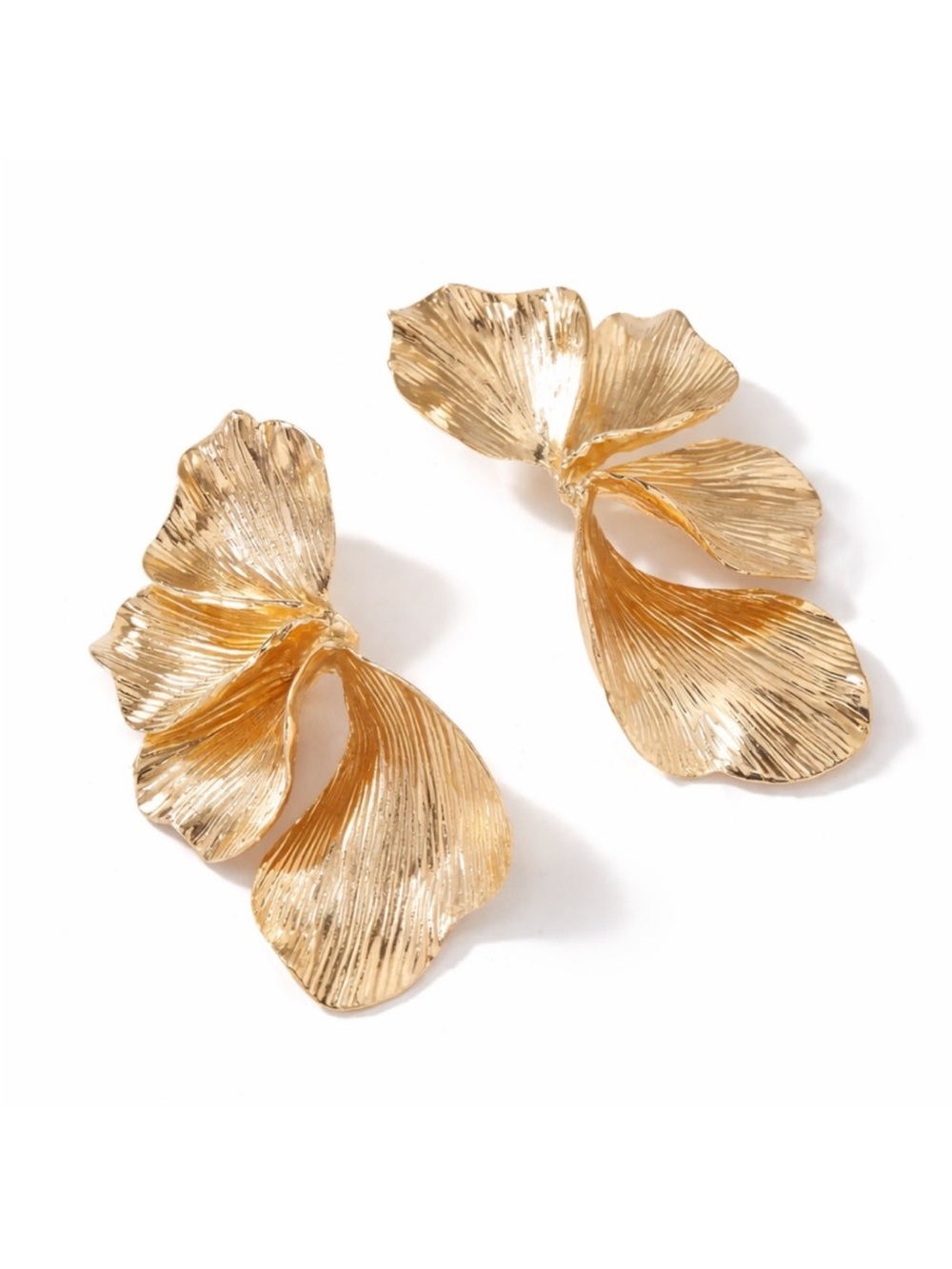 Gold Floral Petal Drop Earrings